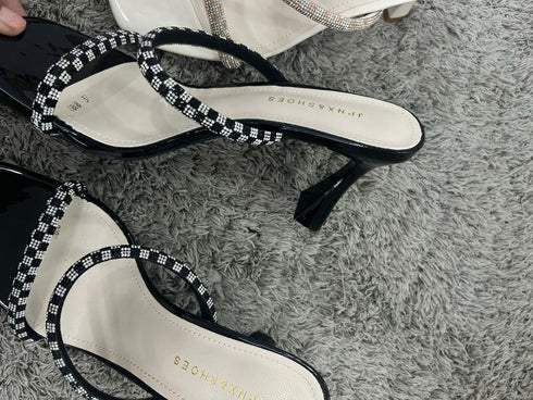 Rhinestone Embellished Strap Heel